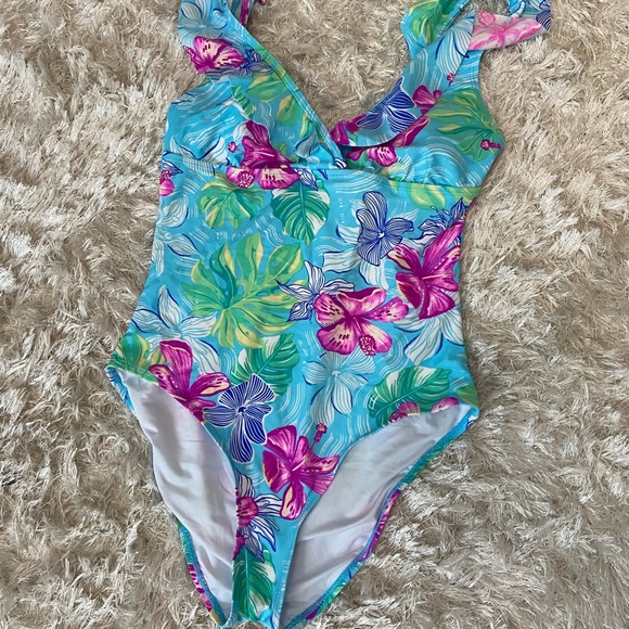 Stella Parker swimsuit one piece ruffles similar to Lilly Pulitzer bathing suit - Picture 2 of 8